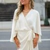 FINAL SALE - Immensely Iconic Ivory Satin Wrap Mini Dress -Trendy Clothing Store 0R4A0025