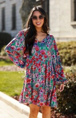 FINAL SALE - Adored Entrance Green Floral Babydoll Mini Dress -Trendy Clothing Store 0R4A4804