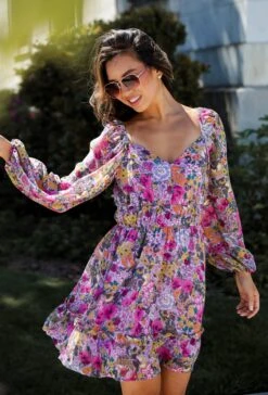 Elite Sweetness Lavender Floral Mini Dress
