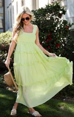 Luminous Delight Lime Maxi Dress