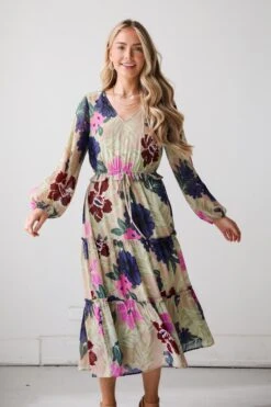 FINAL SALE - Blossoming Attitude Midi Dress -Trendy Clothing Store 2P4A2220