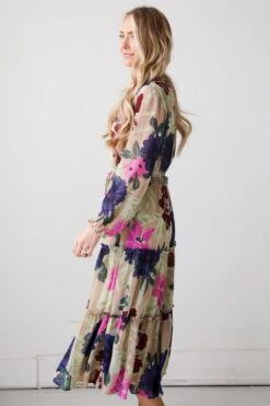 FINAL SALE - Blossoming Attitude Midi Dress -Trendy Clothing Store 2P4A2256