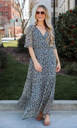 Deeply Darling Navy Floral Maxi Dress