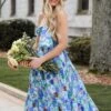 Favorite RSVP Blue Floral Tiered Midi Dress -Trendy Clothing Store 2P4A5362