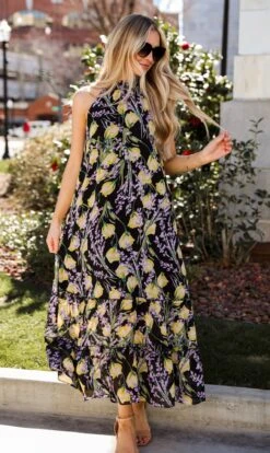 Sunny Day Sweetie Black Floral Maxi Dress