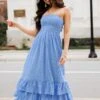 Sweetest Presence Blue Smocked Strapless Maxi Dress -Trendy Clothing Store 2P4A7022