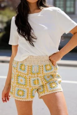 Extraordinary Darling Natural Crochet Knit Shorts - DU DEAL