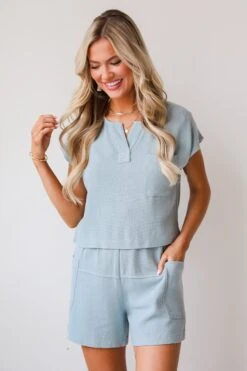 Sunny Destiny Dusty Blue Linen Shorts - DU DEAL -Trendy Clothing Store 2P4A8137