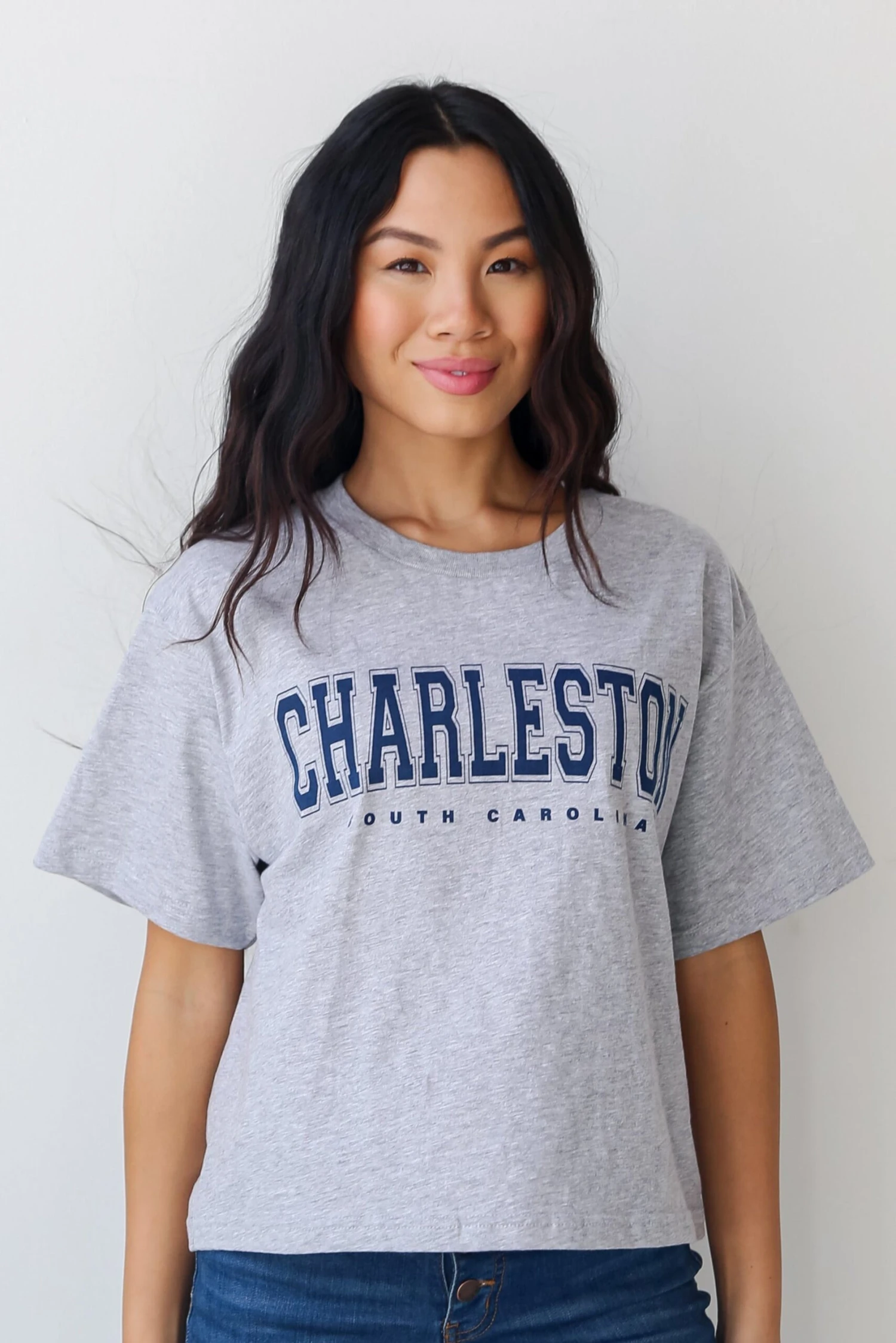 Heather Grey Charleston South Carolina Cropped Tee 8 Heather Grey Charleston South Carolina Cropped Tee - Image 6