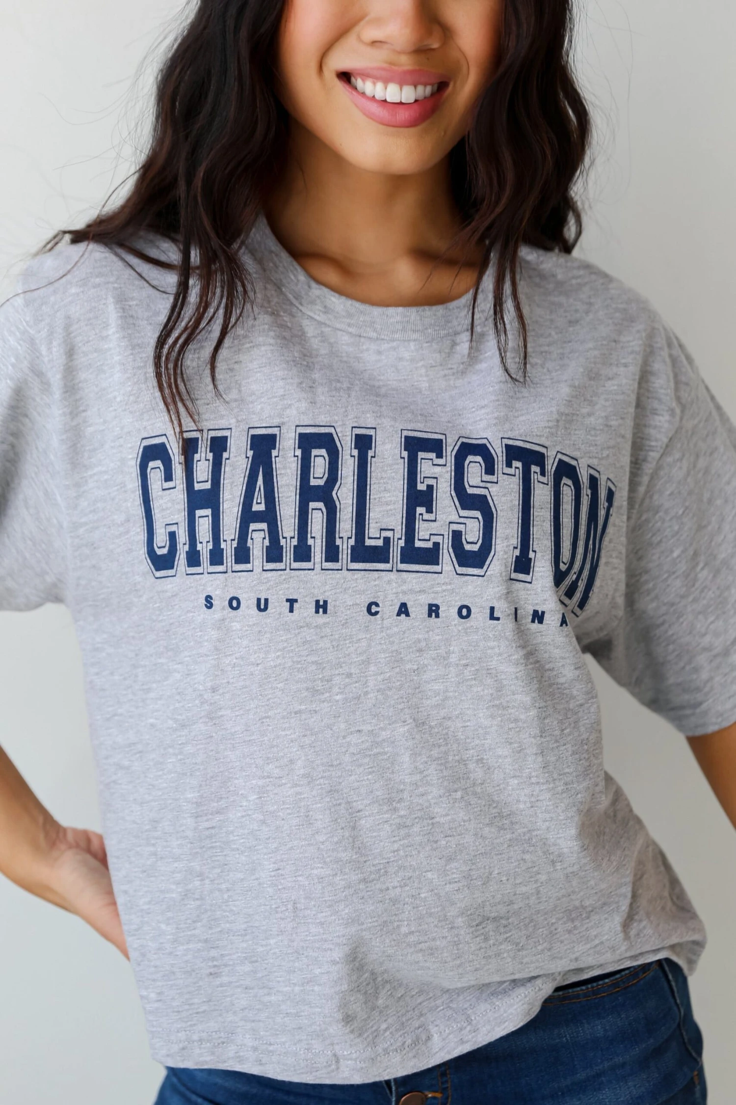 Heather Grey Charleston South Carolina Cropped Tee 4 Heather Grey Charleston South Carolina Cropped Tee - Image 2