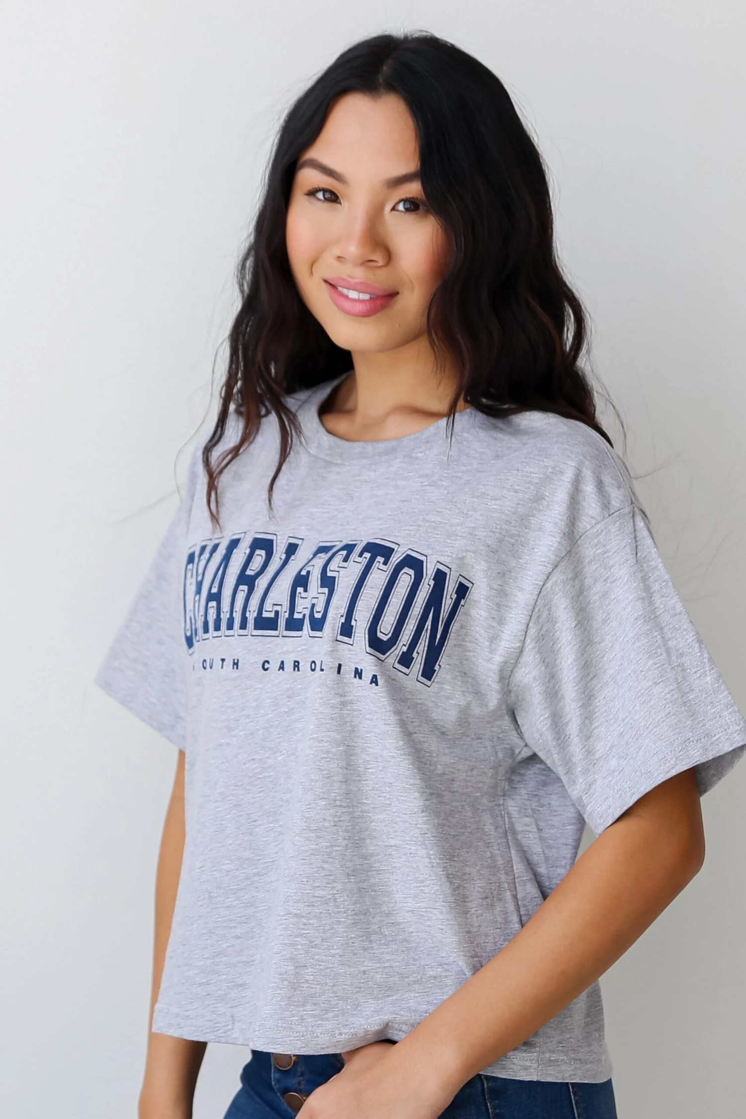 Heather Grey Charleston South Carolina Cropped Tee 5 Heather Grey Charleston South Carolina Cropped Tee - Image 3