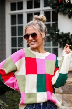 Comfiest Trend Checkered Oversized Sweater