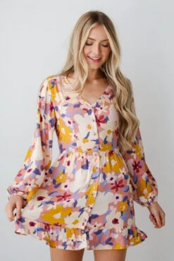 FINAL SALE - Simply Blissful Mauve Floral Babydoll Mini Dress -Trendy Clothing Store shopdressup floral mini dress 5