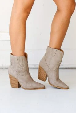FINAL SALE - Take A Look Taupe Western Booties -Trendy Clothing Store shopdressup ankle boots 16 23871689 88d6 4828 8b0f 63ff682e05f0