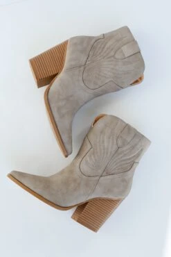 FINAL SALE - Take A Look Taupe Western Booties -Trendy Clothing Store shopdressup ankle boots 22