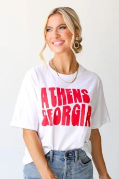 White Athens Georgia Cropped Tee -Trendy Clothing Store shopdressup athens tee 9 02948484 456e 4b27 a0af 4e7309e10f55