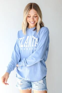 Light Blue Atlanta Baseball Long Sleeve Tee -Trendy Clothing Store shopdressup atlanta baseball tee 3 edf50c39 a637 46ab 96d5 c8821117152b