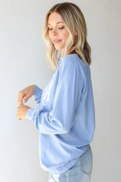 Light Blue Atlanta Baseball Long Sleeve Tee -Trendy Clothing Store shopdressup atlanta baseball tee 6 8b156f2d bbc7 422f b25b 11ccafefa88c