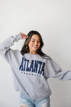 Heather Grey Atlanta Baseball Sweatshirt -Trendy Clothing Store shopdressup atlanta pullover bb4f39e8 194d 4e35 9e25 d2b000bd07f9