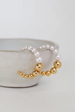 Zoey Gold Pearl Hoop Earrings