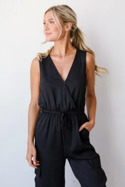 Flawless Comfort Black Jumpsuit -Trendy Clothing Store shopdressup black cargo jumpsuit 3