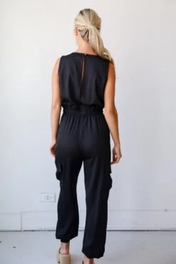 Flawless Comfort Black Jumpsuit -Trendy Clothing Store shopdressup black cargo jumpsuit 7