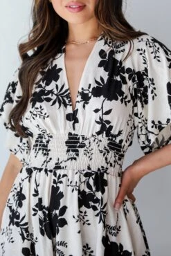 Adorably Elite Ivory Floral Romper -Trendy Clothing Store shopdressup black floral romper 6