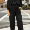 FINAL SALE - Exquisite Shine Black Satin Wide Leg Pants -Trendy Clothing Store shopdressup black silk pants