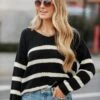 Cutely Cozy Black Striped Sweater -Trendy Clothing Store shopdressup black striped sweater