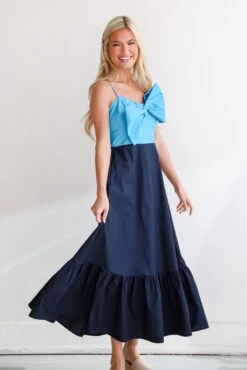 Endearing Beauty Blue Bow Maxi Dress -Trendy Clothing Store shopdressup blue bow maxi dress 3