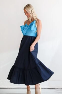 Endearing Beauty Blue Bow Maxi Dress -Trendy Clothing Store shopdressup blue bow maxi dress 5