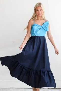 Endearing Beauty Blue Bow Maxi Dress -Trendy Clothing Store shopdressup blue bow maxi dress 6