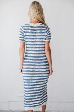 Feeling The Best Blue Striped Crochet Knit Midi Dress -Trendy Clothing Store shopdressup blue crochet maxi dress 8