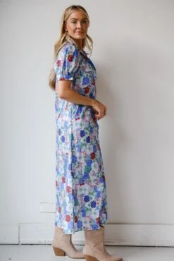 Favorite RSVP Blue Floral Maxi Dress -Trendy Clothing Store shopdressup blue floral maxi dress 4