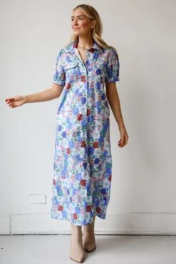 Favorite RSVP Blue Floral Maxi Dress