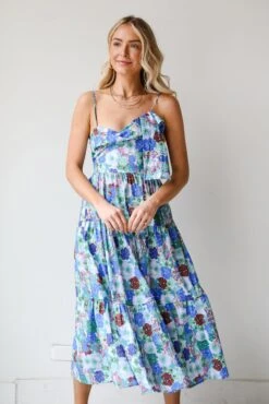 Favorite RSVP Blue Floral Tiered Midi Dress -Trendy Clothing Store shopdressup blue floral midi dress 3 6a0e0f9a 57cb 4388 be79 025ec5bb7817
