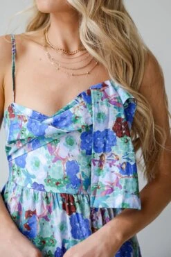 Favorite RSVP Blue Floral Tiered Midi Dress -Trendy Clothing Store shopdressup blue floral midi dress 9