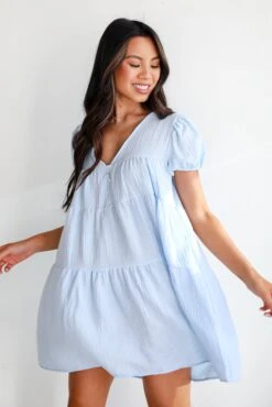 Beautiful Impression Light Blue Linen Mini Dress -Trendy Clothing Store shopdressup blue linen mini dress 8