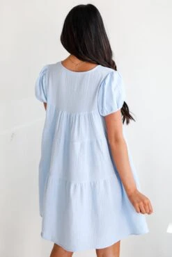 Beautiful Impression Light Blue Linen Mini Dress -Trendy Clothing Store shopdressup blue linen mini dress 9