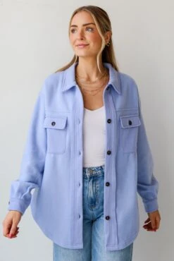 FINAL SALE - Irresistible Comfort Blue Brushed Knit Shacket - DU DEAL -Trendy Clothing Store shopdressup blue shacket 2