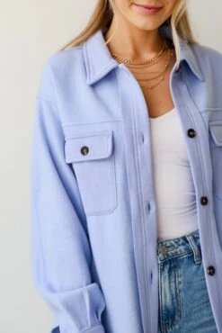 FINAL SALE - Irresistible Comfort Blue Brushed Knit Shacket - DU DEAL -Trendy Clothing Store shopdressup blue shacket 5