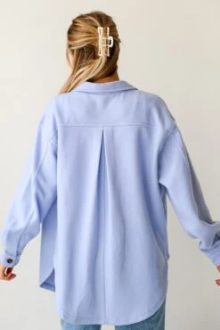 FINAL SALE - Irresistible Comfort Blue Brushed Knit Shacket - DU DEAL -Trendy Clothing Store shopdressup blue shacket 7