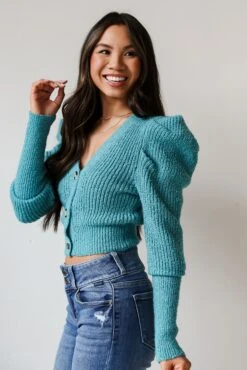 FINAL SALE - From The Heart Teal Sweater Cardigan -Trendy Clothing Store shopdressup blue sweater cardigan 7 6ee03ba4 affb 46be a7e1 5e6ed6637302