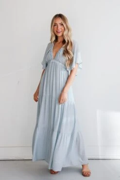 Delicate Destiny Dusty Blue Maxi Dress -Trendy Clothing Store shopdressup blue tiered maxi dress 81a44cb7 9ecf 409c 9084 568311647c7d