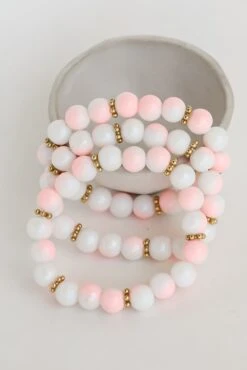 Delaney Pink Beaded Bracelet Set