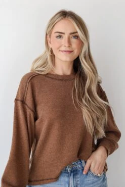 FINAL SALE - Everyday Brilliance Brown Lightweight Knit Top -Trendy Clothing Store shopdressup brown knit top 6 45029618 0329 4d28 9664 3e6956f49119
