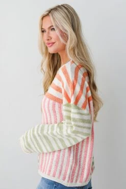FINAL SALE - Cute Mentality Color Block Striped Lightweight Knit Top -Trendy Clothing Store shopdressup color block knit top 14