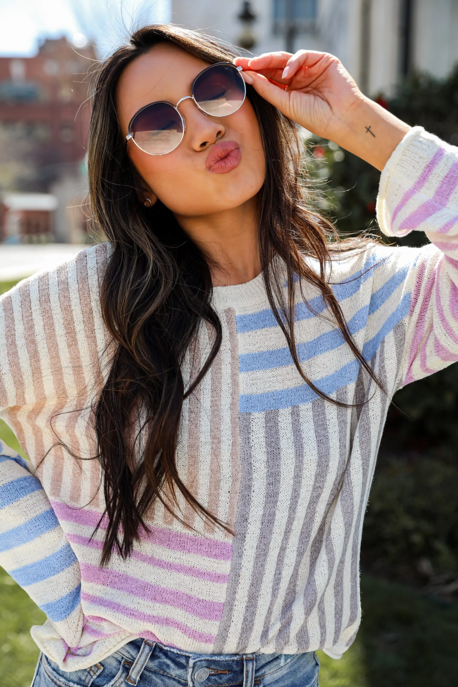 FINAL SALE - Cute Mentality Color Block Striped Lightweight Knit Top - Image 3