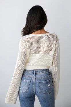 FINAL SALE - Festive Vibes Ivory Crochet Knit Top -Trendy Clothing Store shopdressup cream crochet knit sweater 9