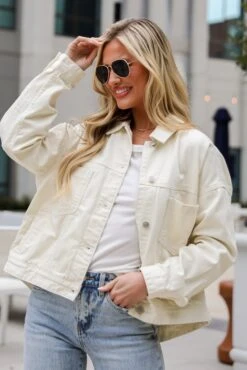 FINAL SALE - Effortless Presence Cream Denim Jacket -Trendy Clothing Store shopdressup cream denim jacket 7 5650a584 071a 457e b003 5e8a4c5ccf57